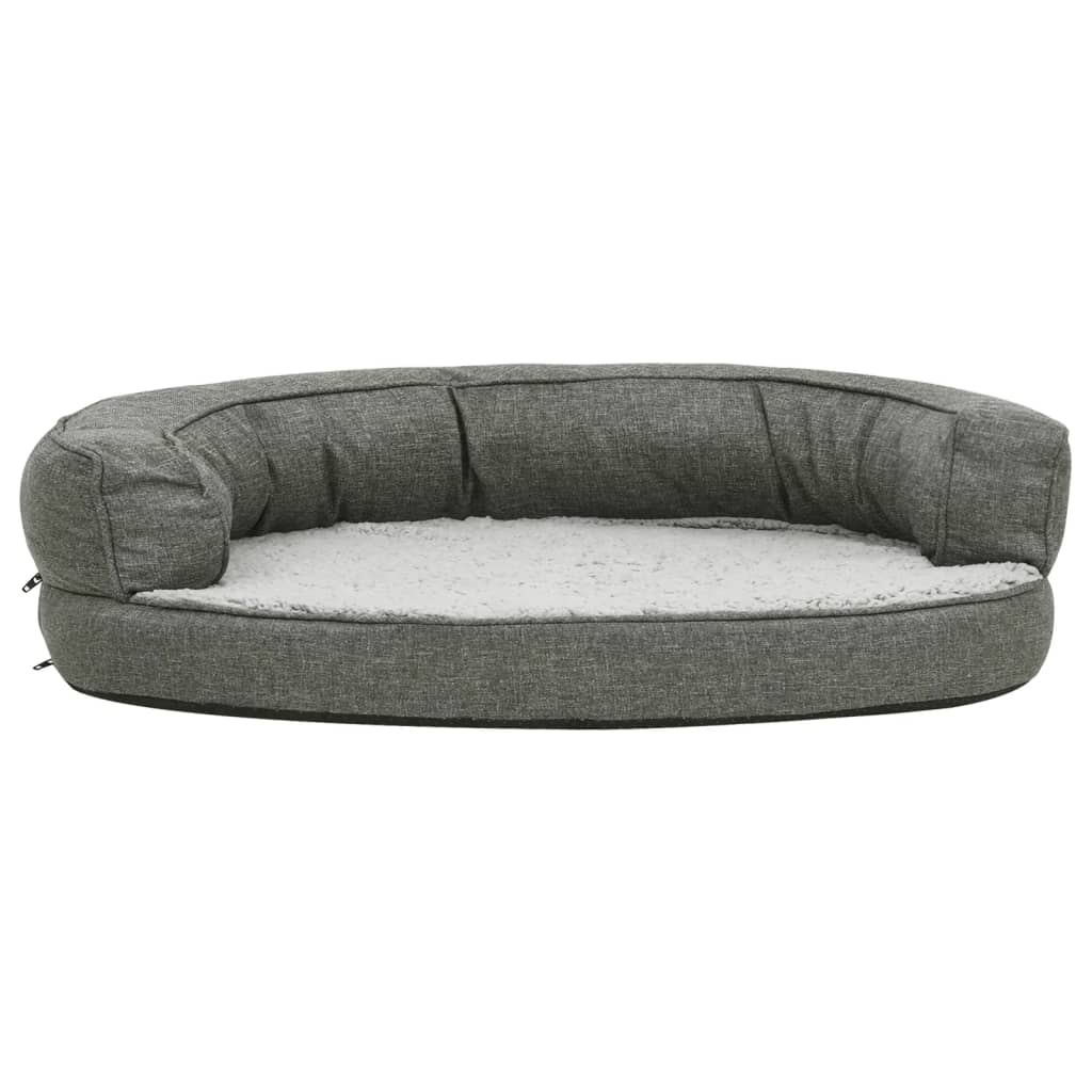 Hundematratze Ergonomisch 90x64cm Leinenoptik Fleece Grau