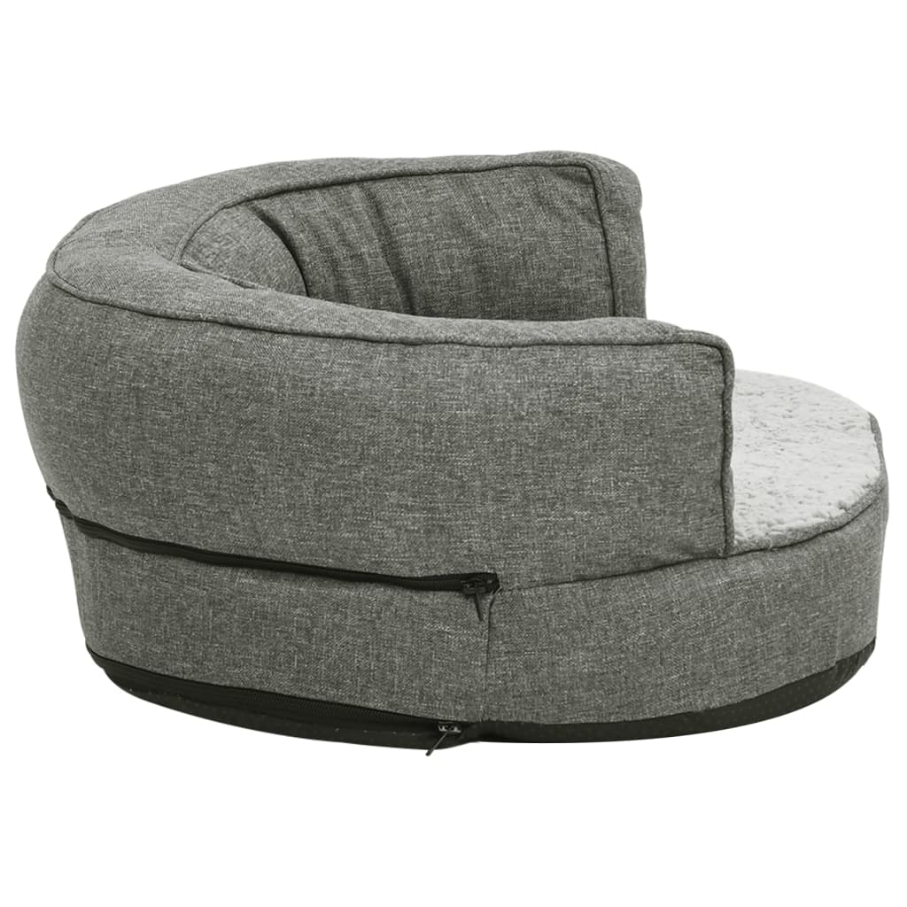 Hundematratze Ergonomisch 90x64cm Leinenoptik Fleece Grau