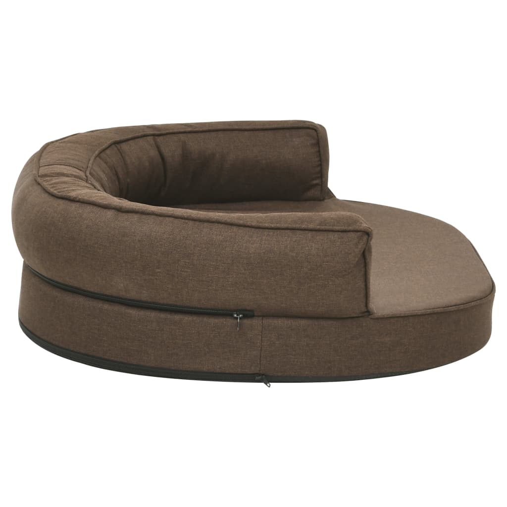 Hundematratze Ergonomisch 90x64 cm Leinenoptik Braun