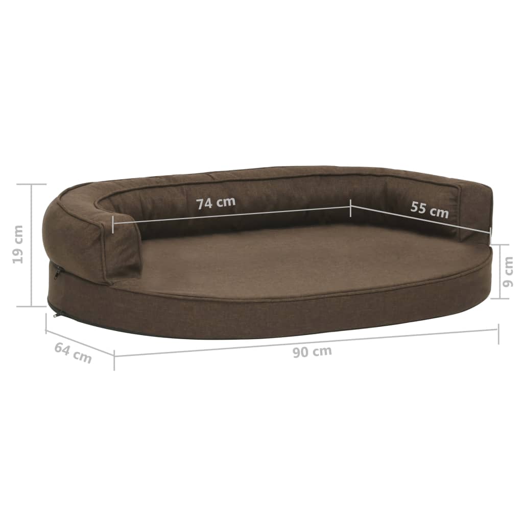 Hundematratze Ergonomisch 90x64 cm Leinenoptik Braun