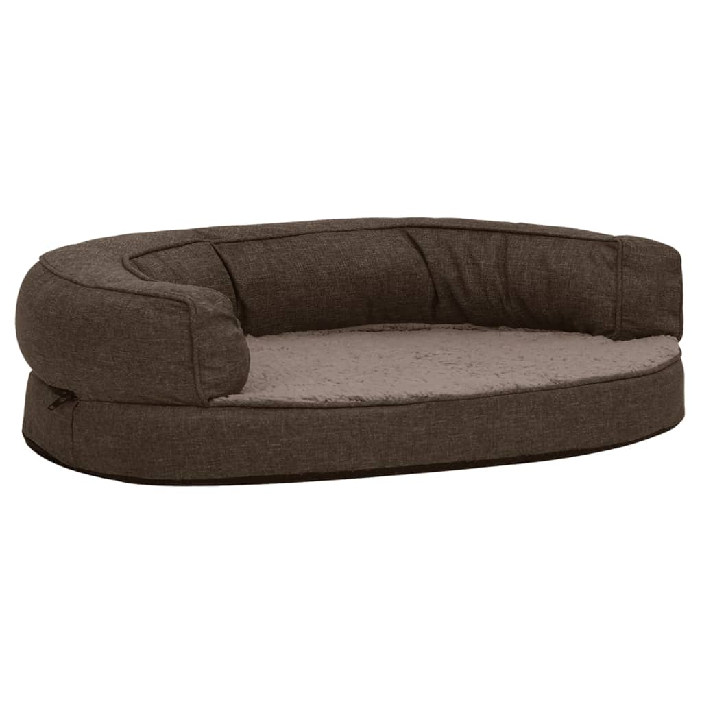 Hundematratze Ergonomisch 90x64 cm Leinenoptik Fleece Braun