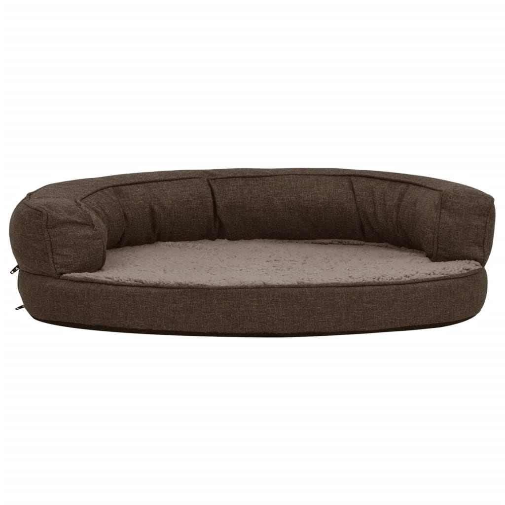 Hundematratze Ergonomisch 90x64 cm Leinenoptik Fleece Braun