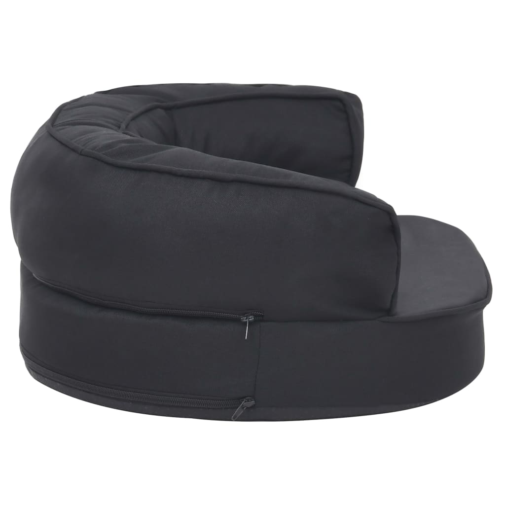 Hundematratze Ergonomisch 60x42 cm Leinenoptik Schwarz