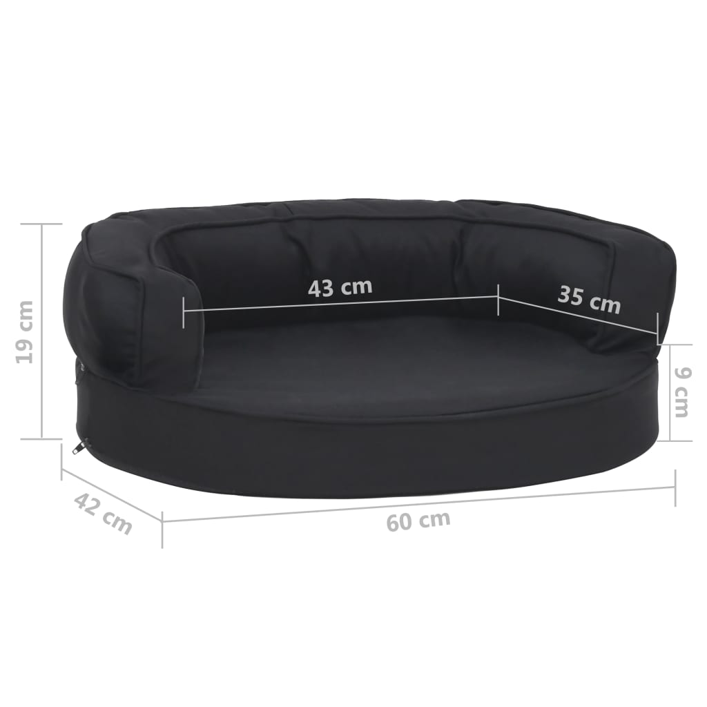 Hundematratze Ergonomisch 60x42 cm Leinenoptik Schwarz