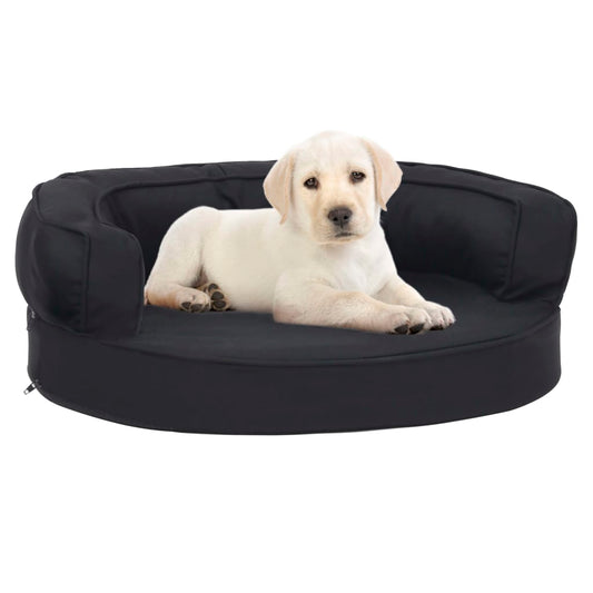 Hundematratze Ergonomisch 60x42 cm Leinenoptik Schwarz