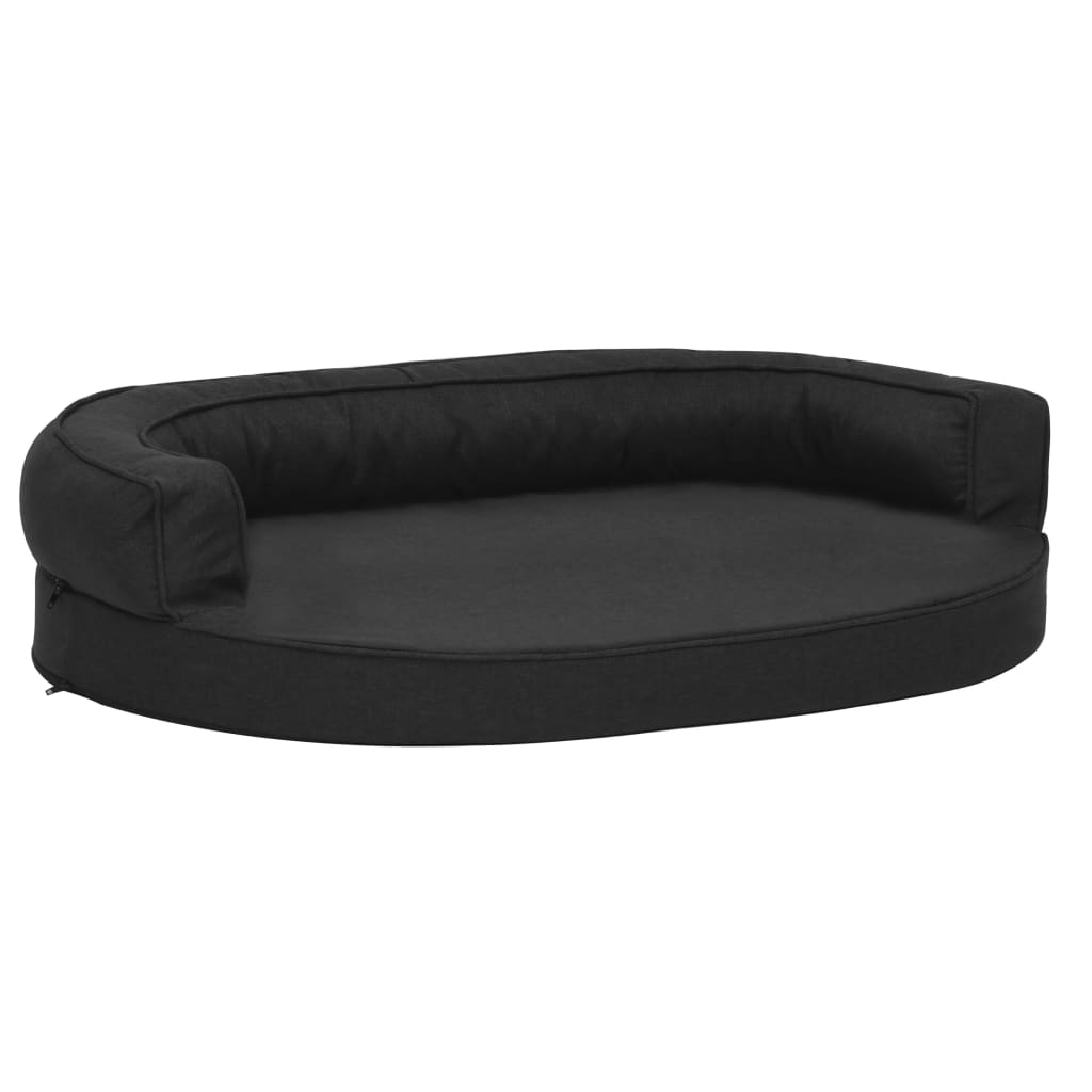 Hundematratze Ergonomisch 90x64 cm Leinenoptik Schwarz