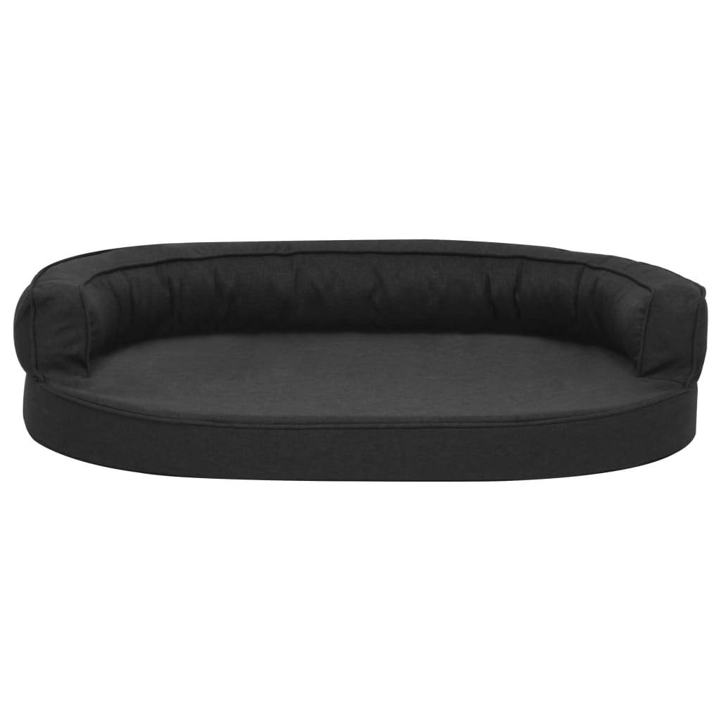 Hundematratze Ergonomisch 90x64 cm Leinenoptik Schwarz
