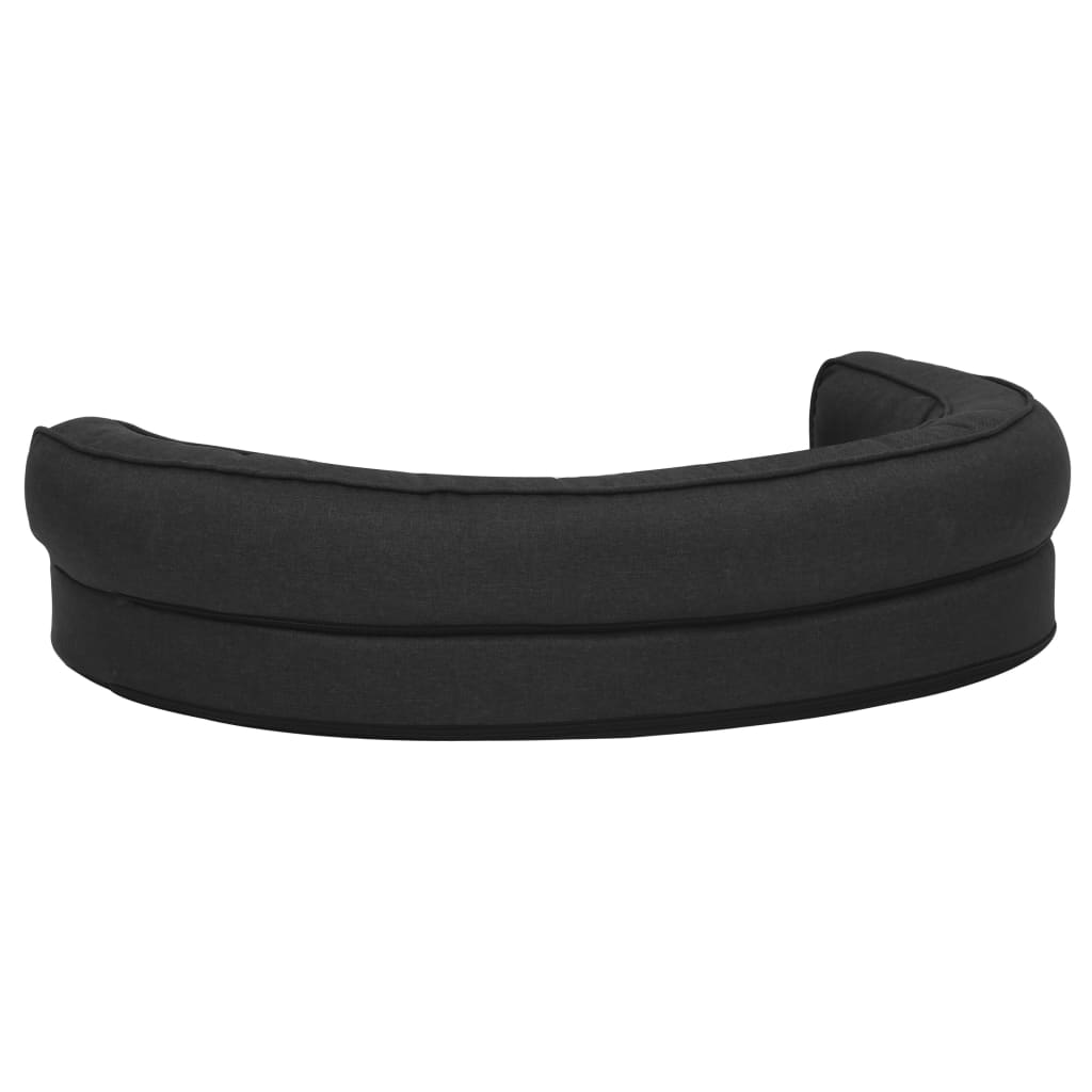 Hundematratze Ergonomisch 90x64 cm Leinenoptik Schwarz