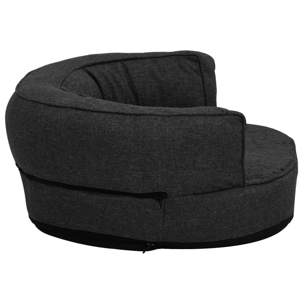 Hundematratze Ergonomisch 75x53 cm Leinenoptik Fleece Schwarz