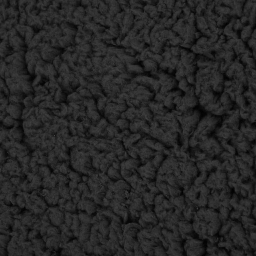 Hundematratze Ergonomisch 75x53 cm Leinenoptik Fleece Schwarz