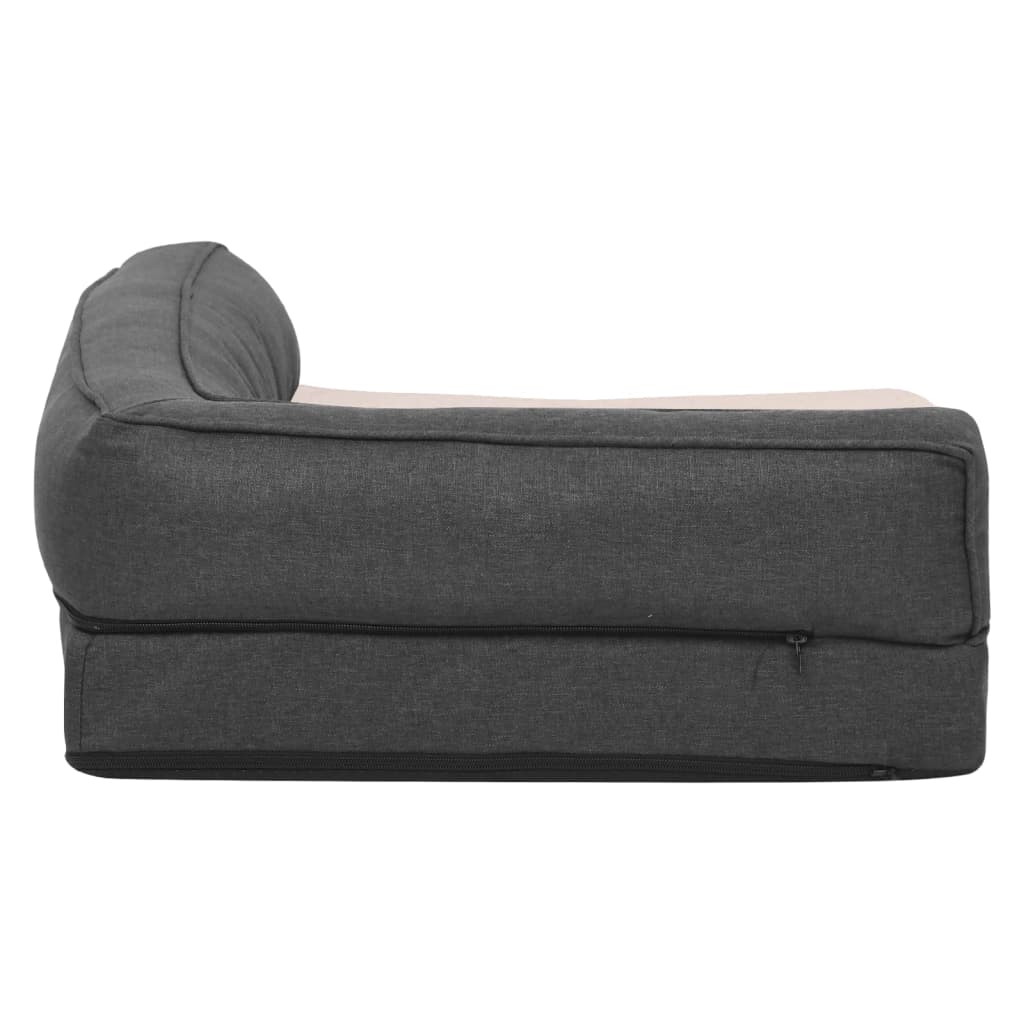 Hundematratze Ergonomisch 60x42cm Leinenoptik Fleece Dunkelgrau