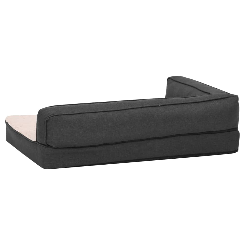 Hundematratze Ergonomisch 90x64cm Leinenoptik Fleece Dunkelgrau