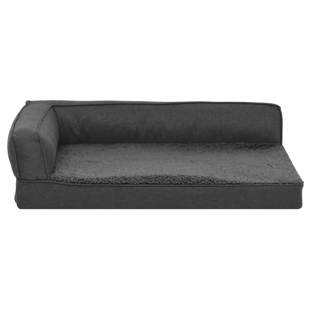 Hundematratze Ergonomisch 60x42cm Leinenoptik Fleece Dunkelgrau