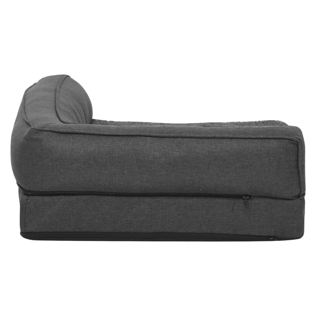 Hundematratze Ergonomisch 60x42cm Leinenoptik Fleece Dunkelgrau