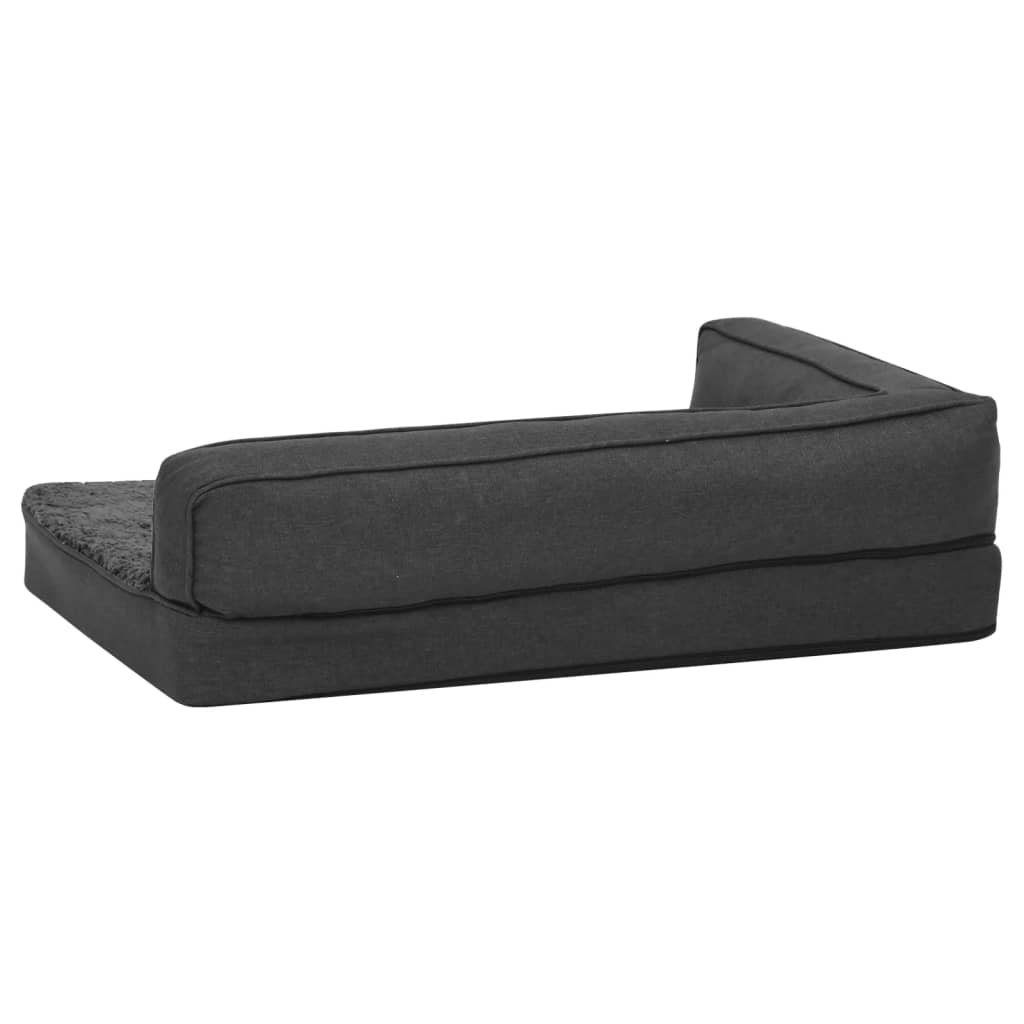 Hundematratze Ergonomisch 90x64cm Leinenoptik Fleece Dunkelgrau