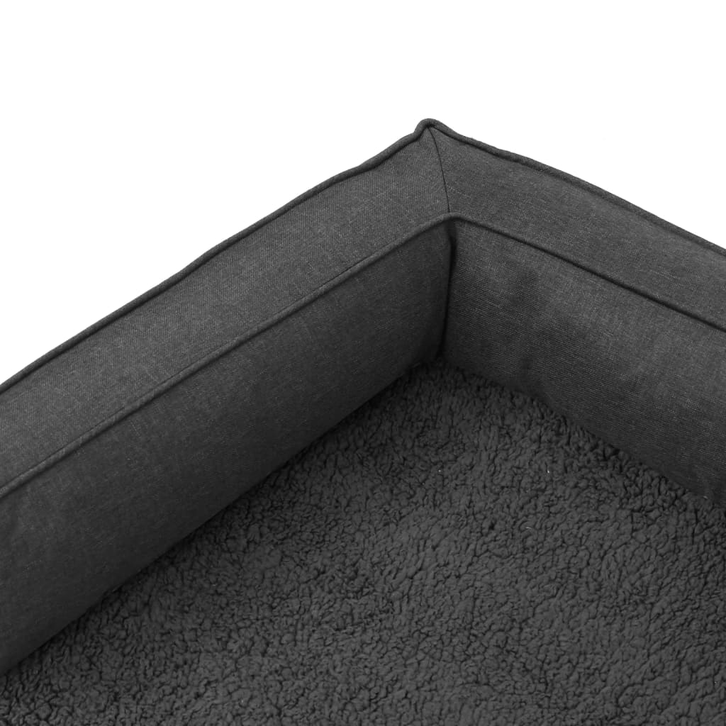 Hundematratze Ergonomisch 90x64cm Leinenoptik Fleece Dunkelgrau