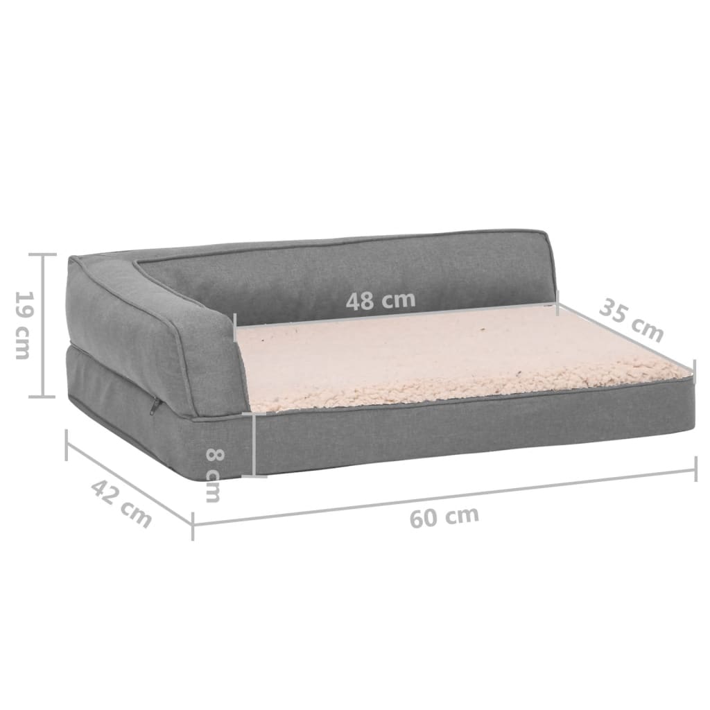 Hundematratze Ergonomisch 60x42 cm Leinenoptik Fleece Grau