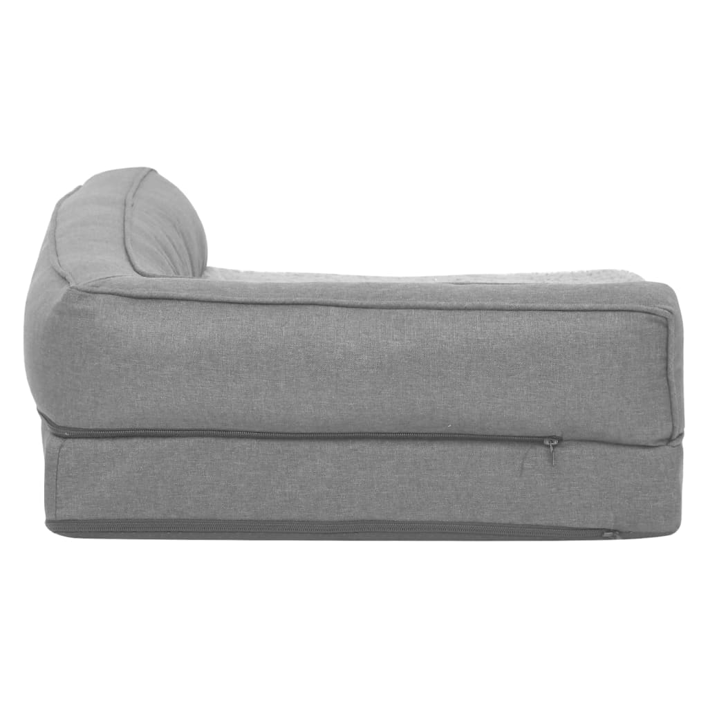 Hundematratze Ergonomisch 60x42 cm Leinenoptik Fleece Grau