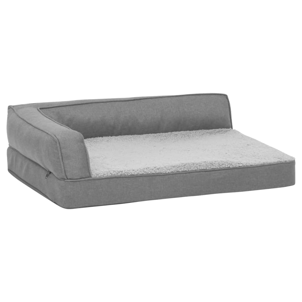 Hundematratze Ergonomisch 90x64 cm Leinenoptik Fleece Grau
