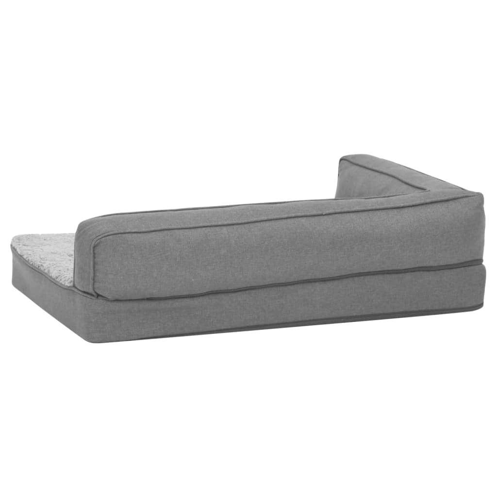 Hundematratze Ergonomisch 90x64 cm Leinenoptik Fleece Grau