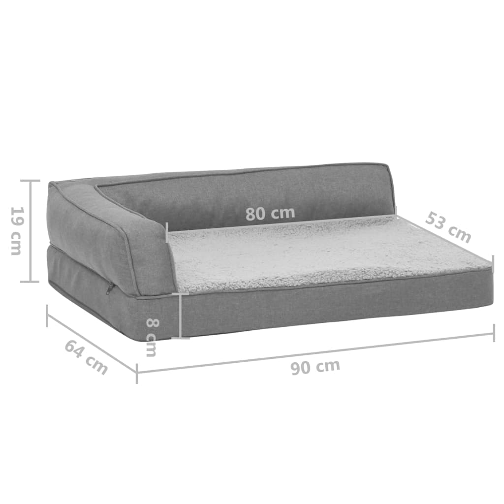 Hundematratze Ergonomisch 90x64 cm Leinenoptik Fleece Grau