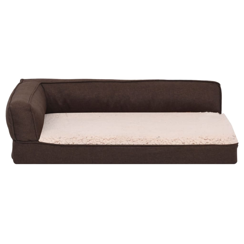 Hundematratze Ergonomisch 90x64 cm Leinenoptik Fleece Braun