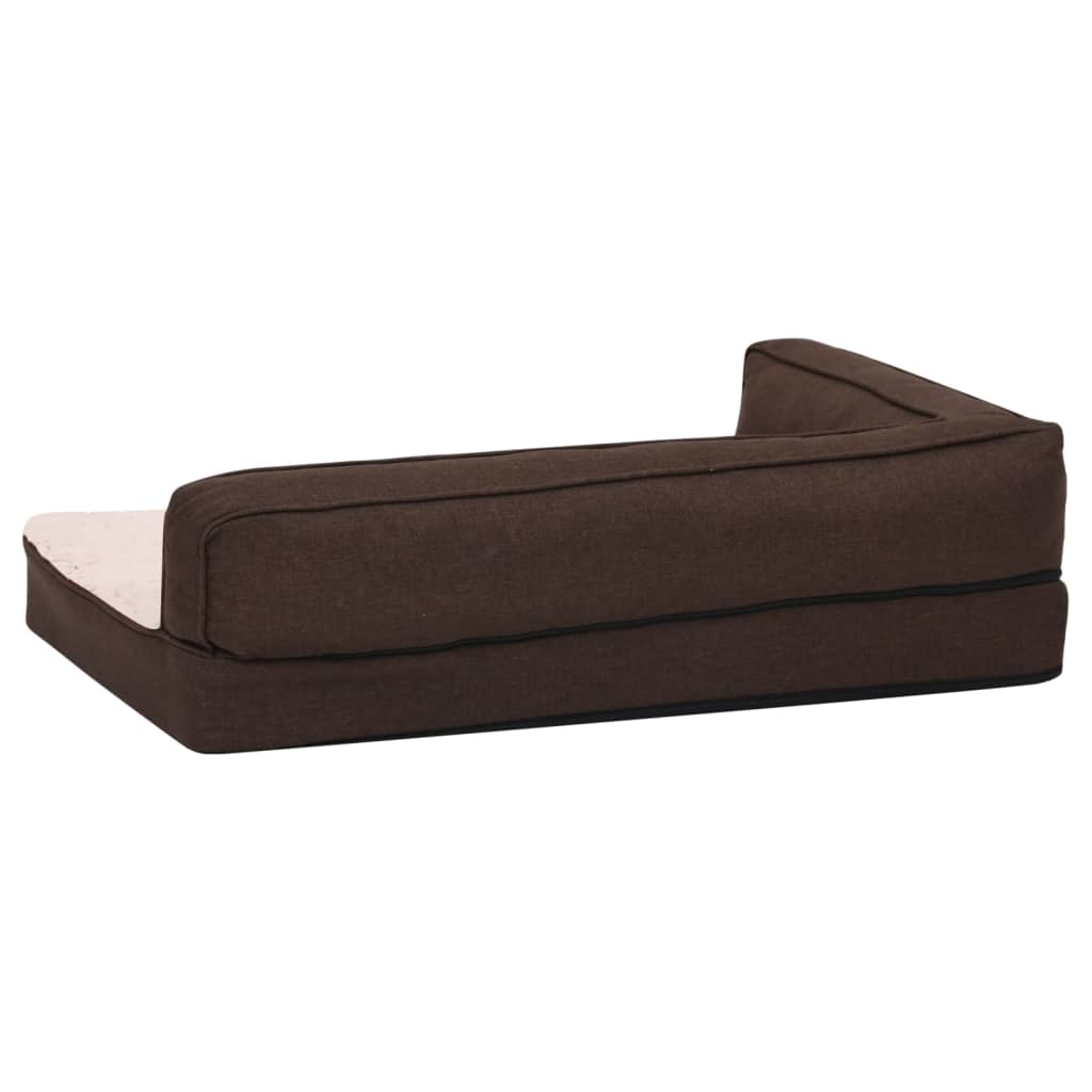 Hundematratze Ergonomisch 90x64 cm Leinenoptik Fleece Braun