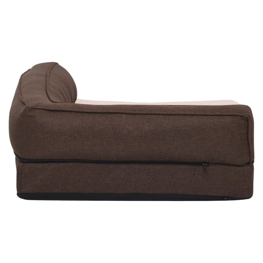 Hundematratze Ergonomisch 90x64 cm Leinenoptik Fleece Braun