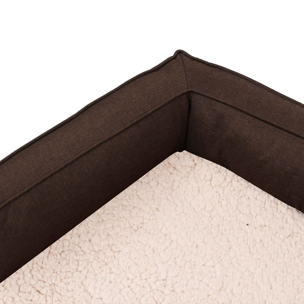 Hundematratze Ergonomisch 90x64 cm Leinenoptik Fleece Braun