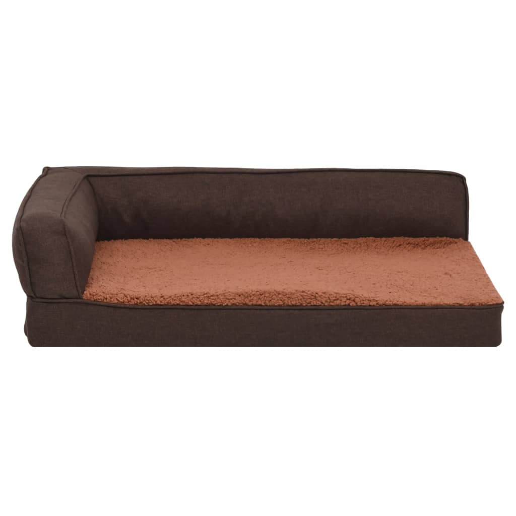 Hundematratze Ergonomisch 75x53 cm Leinenoptik Fleece Braun