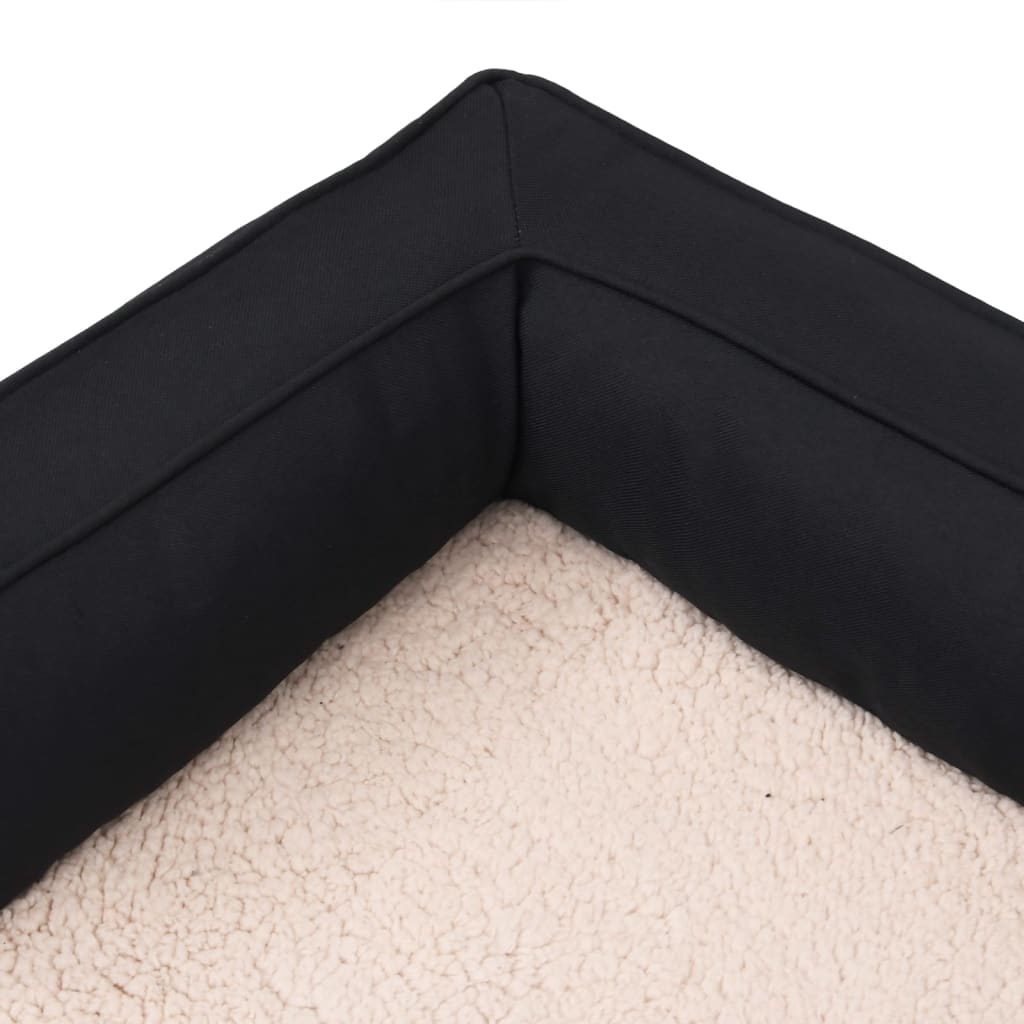 Hundematratze Ergonomisch 75x53 cm Leinenoptik Fleece Schwarz
