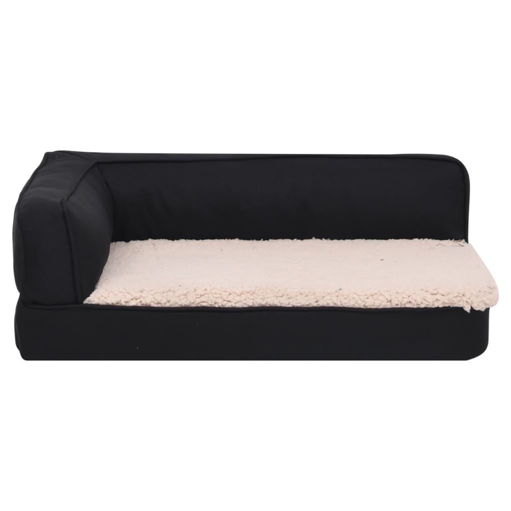 Hundematratze Ergonomisch 90x64 cm Leinenoptik Fleece Schwarz