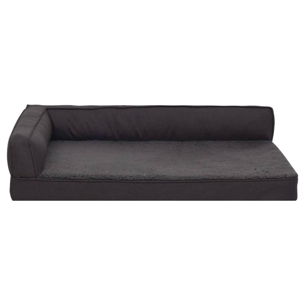Hundematratze Ergonomisch 90x64 cm Leinenoptik Fleece Schwarz