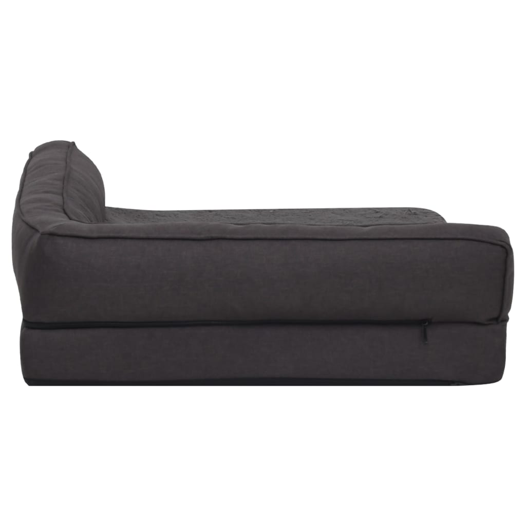 Hundematratze Ergonomisch 90x64 cm Leinenoptik Fleece Schwarz