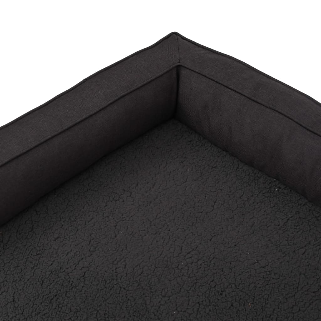 Hundematratze Ergonomisch 90x64 cm Leinenoptik Fleece Schwarz