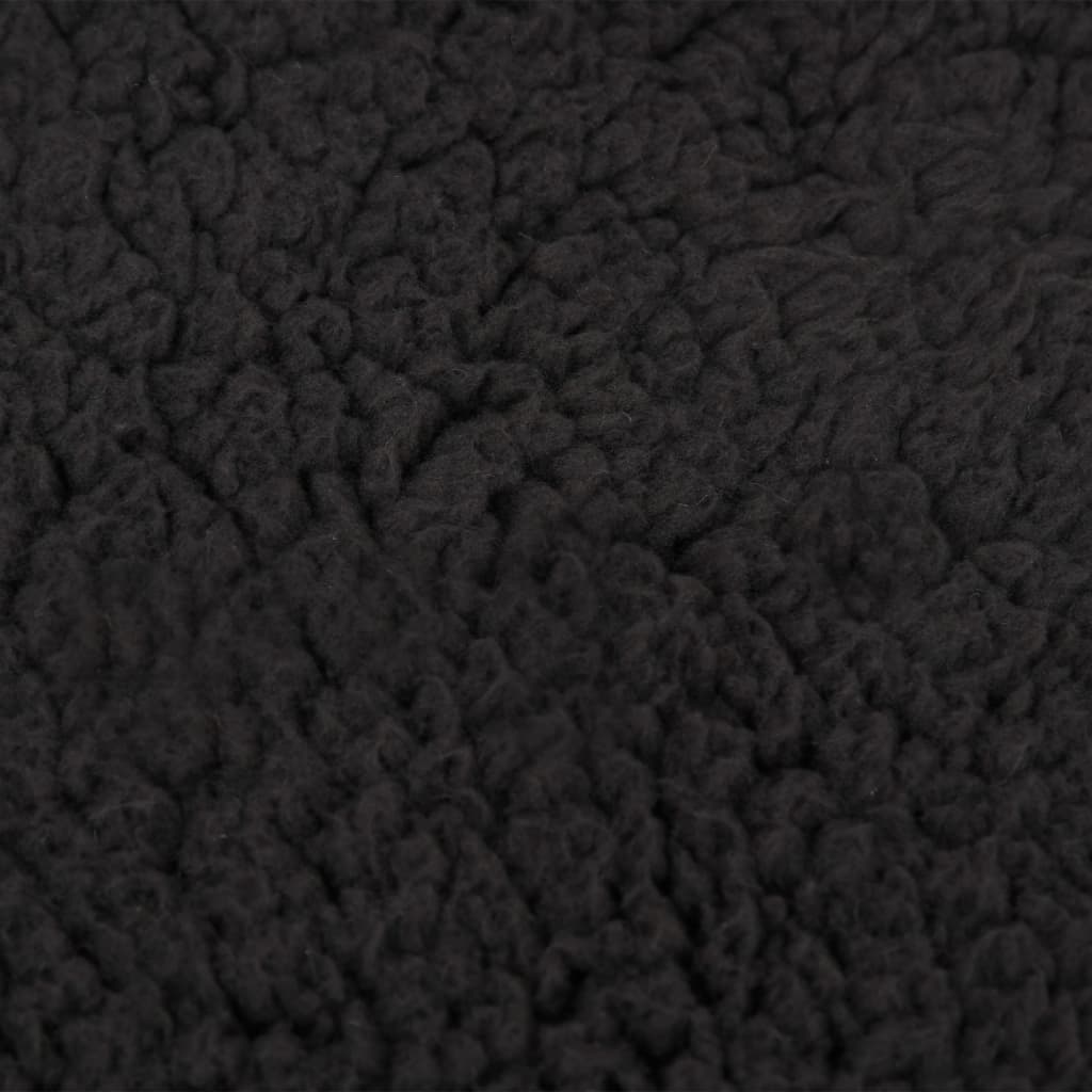 Hundematratze Ergonomisch 90x64 cm Leinenoptik Fleece Schwarz