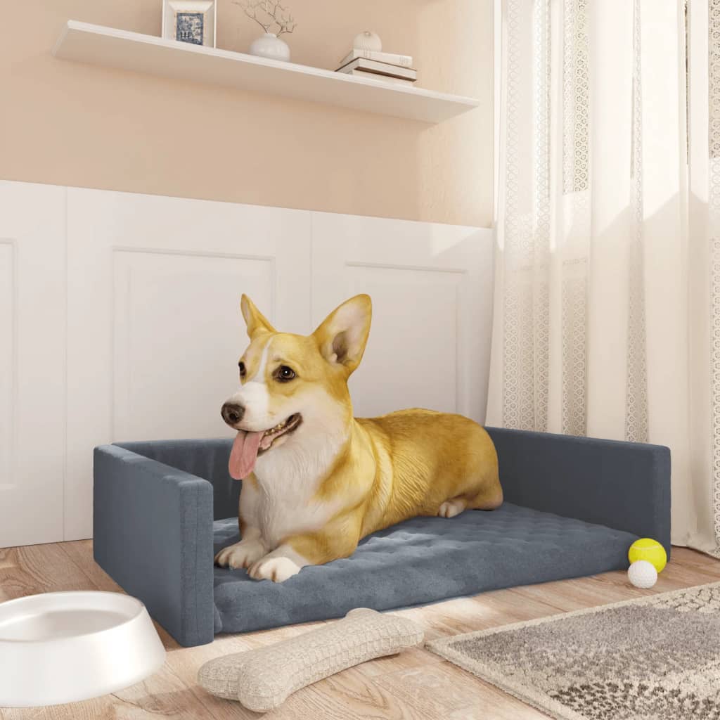 Kofferraum-Hundebett Grau 90x60 cm Leinenoptik