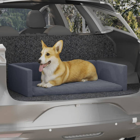 Kofferraum-Hundebett Grau 90x60 cm Leinenoptik
