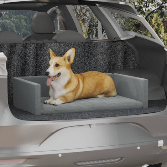 Kofferraum-Hundebett Hellgrau 70x45 cm Leinenoptik