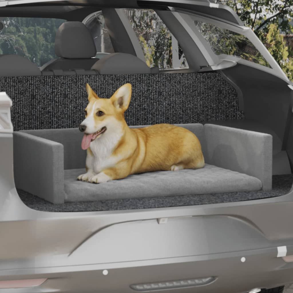 Kofferraum-Hundebett Hellgrau 110x70 cm Leinenoptik