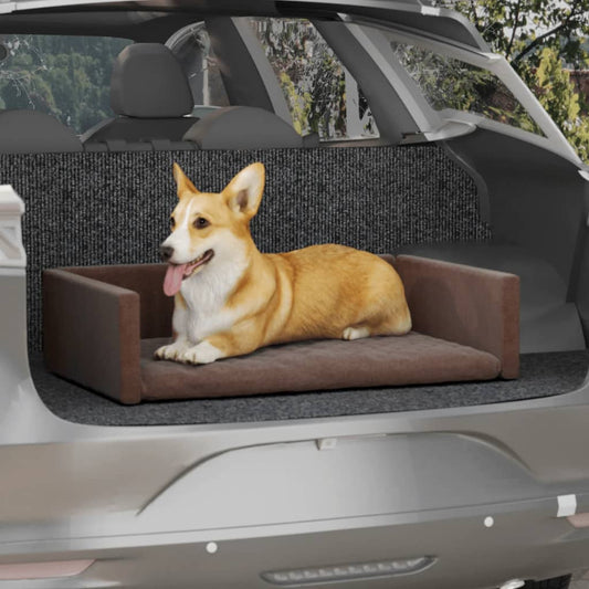 Kofferraum-Hundebett Braun 70x45 cm Leinenoptik