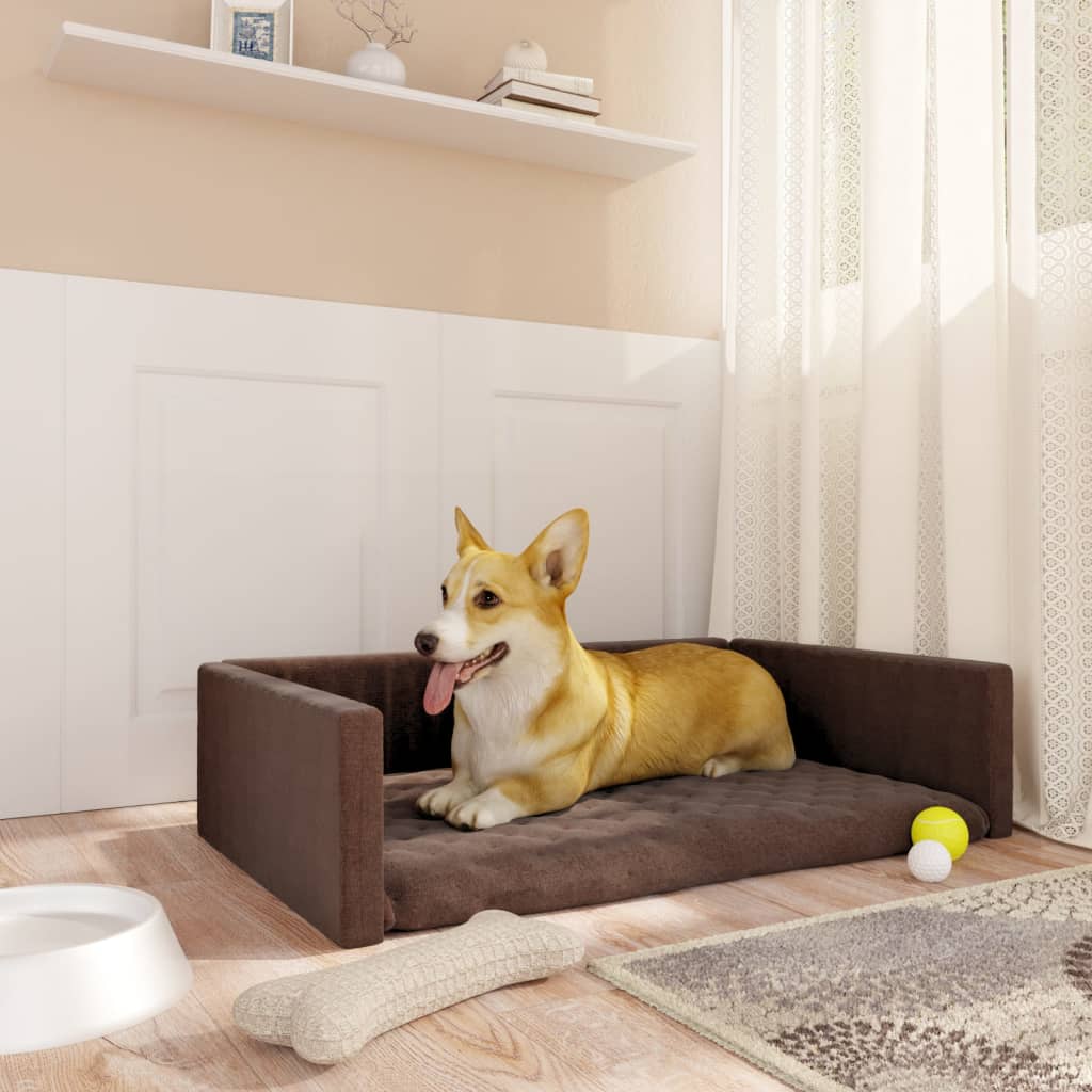 Kofferraum-Hundebett Braun 90x60 cm Leinenoptik