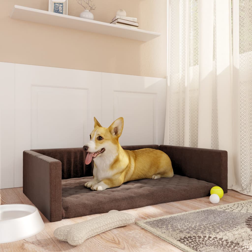 Kofferraum-Hundebett Braun 110x70 cm Leinenoptik