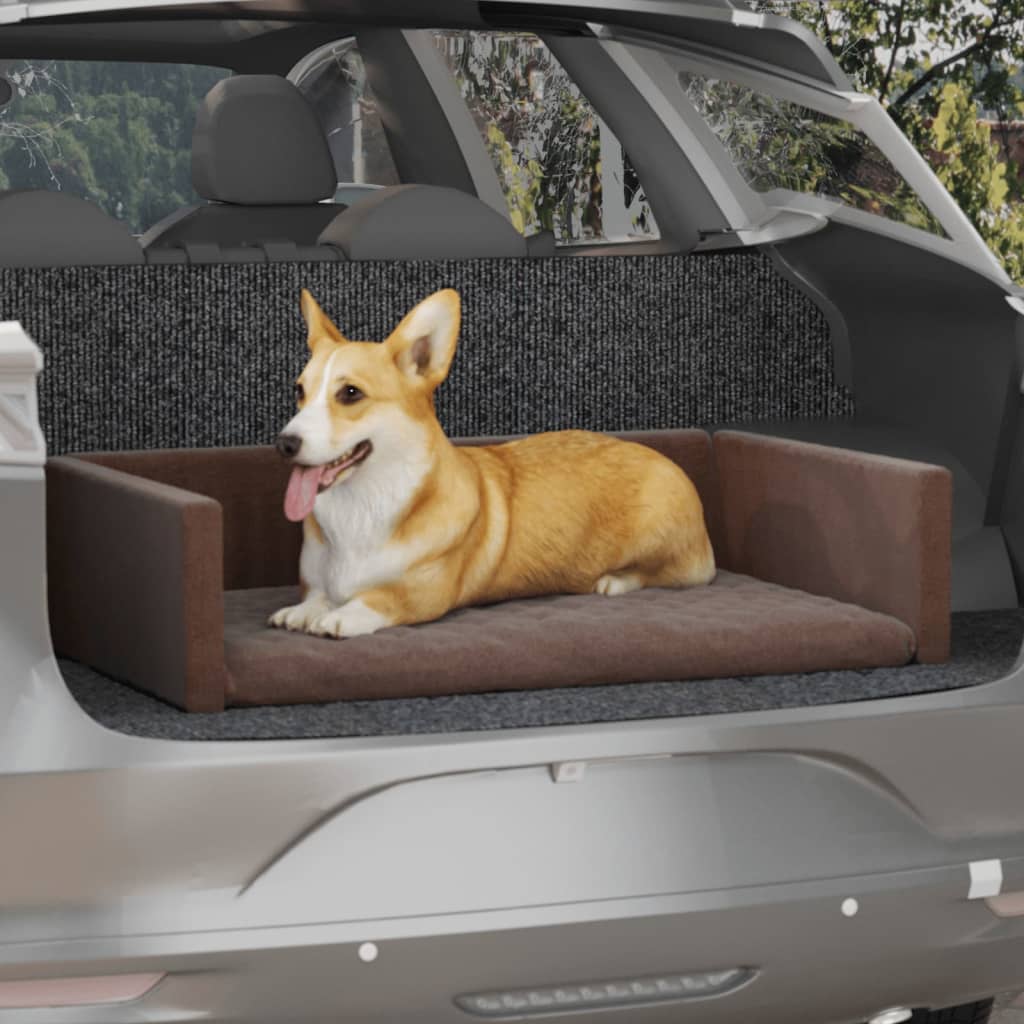 Kofferraum-Hundebett Braun 110x70 cm Leinenoptik