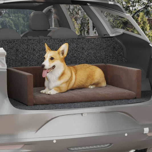 Kofferraum-Hundebett Braun 110x70 cm Leinenoptik