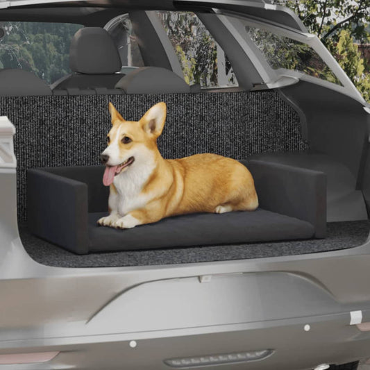 Kofferraum-Hundebett Schwarz 70x45 cm Leinenoptik