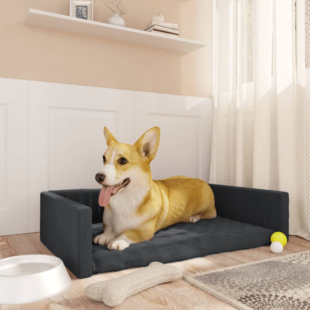 Kofferraum-Hundebett Schwarz 90x60 cm Leinenoptik