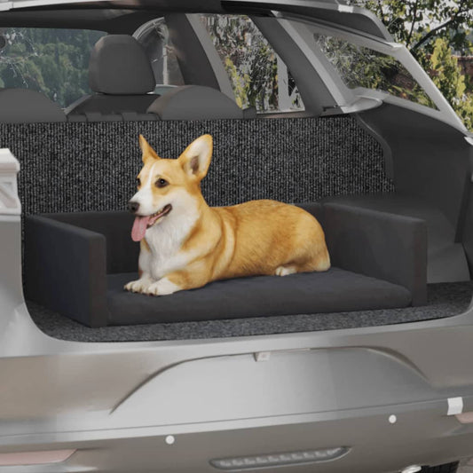 Kofferraum-Hundebett Schwarz 90x60 cm Leinenoptik