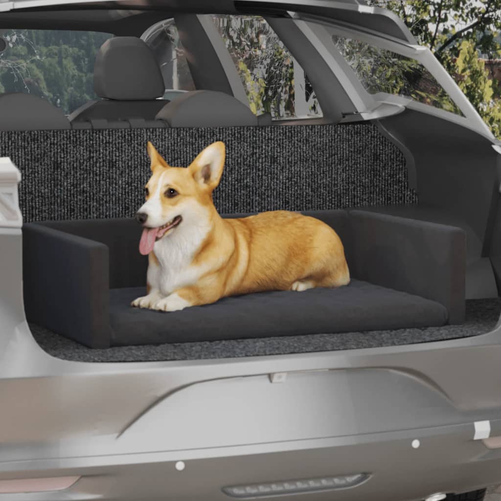 Kofferraum-Hundebett Schwarz 110x70 cm Leinenoptik