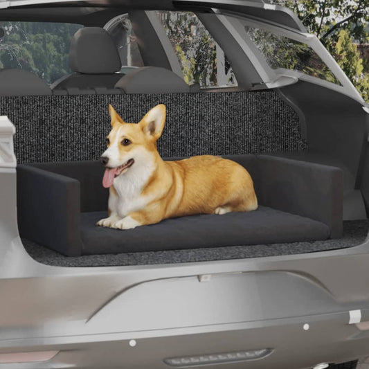 Kofferraum-Hundebett Schwarz 110x70 cm Leinenoptik